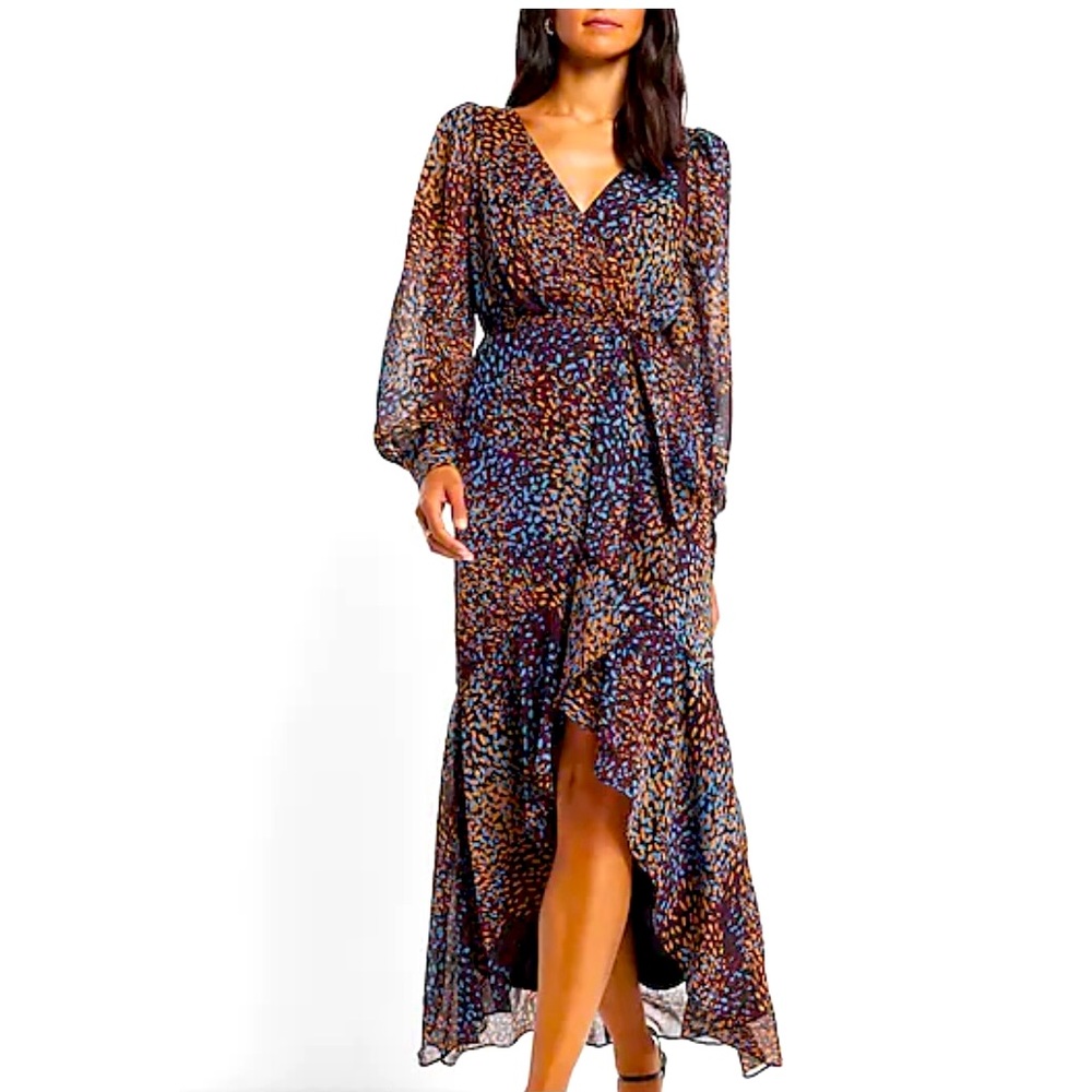 Express Metallic Wrap dress